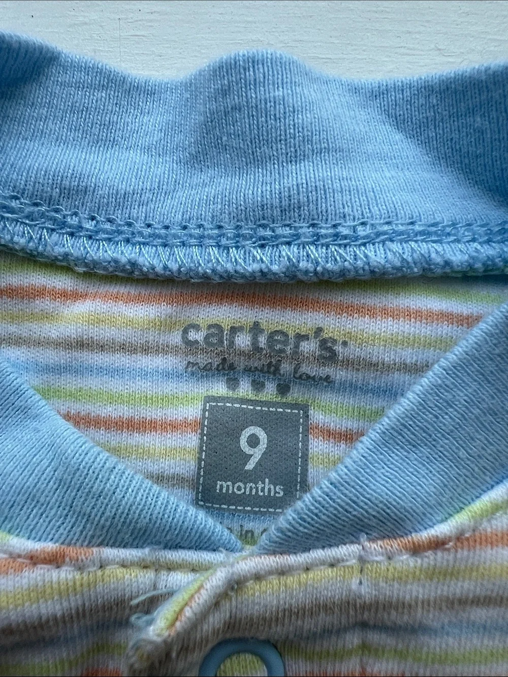 Carter's Pastel Striped One-Piece with Light Blue Trim